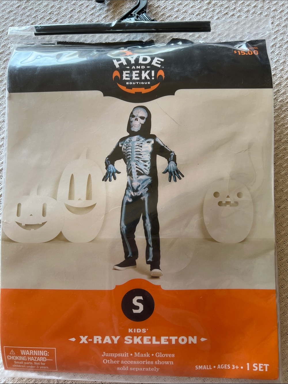 Hyde & EEK! Kids' Black X-Ray Skeleton Costume - Small 4-7